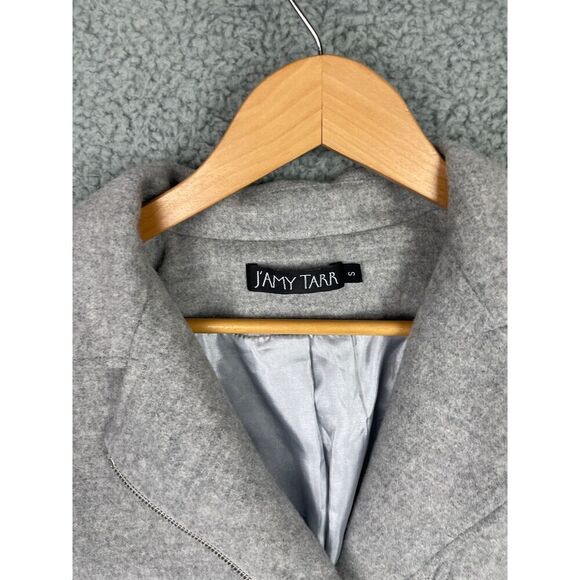 J'amy Tarr Wool Asymmetric Zip Front Cropped Moto Jacket Gray Small - Picture 3 of 5